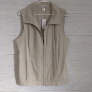 Christopher & Banks Cream Fleece Vest